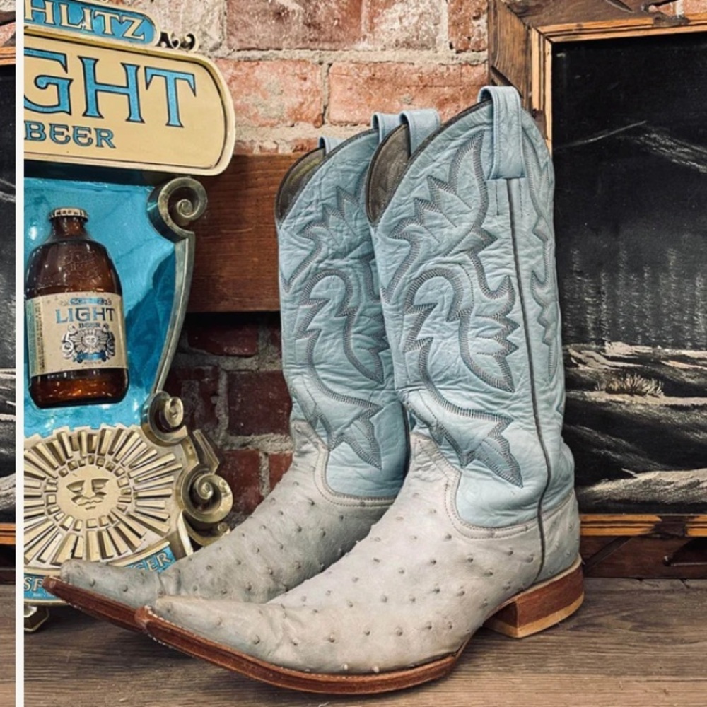 Vintage LOS ALTOS OSTRICH In print COWBOY BOOTS MEN'S SIZE 10.5